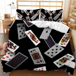 3D Pokkerižetoonidega Voodipesukomplekt Kaart Personaliseeritud Mustriga Suletekk Padjap&uuml;&uuml;r 2/3tk King Queen Voodi Poiss Mees Pehme Kodutekstiil DE 100x135cm