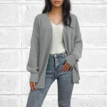 Naiste &uuml;hev&auml;rviline avara kootud pikkade varrukatega kardigan mantel naistele L sinine