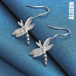 925 Sterling h&otilde;bedane Dragonfly AAA &uuml;mmargune tsirkoonist ripats, augustamine k&otilde;rvar&otilde;ngad Moodsad pulmaehted 3.00*1.70cm