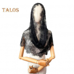 Pruudi pitsloor L&auml;bipaistev pits &Otilde;huke mantilla lilltikandid Puhta v&auml;rviga P&uuml;ha Traditsiooniline Vintage pulmapidu Erilistel juhtudel Peakate must