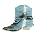 Terava Ninaga Denim Naiste L&auml;&auml;ne Kauboi Saapad Moodsad Slip-On L&uuml;hikesed Saapad Retro Stiilis S&uuml;gis Talv Naiste Jalan&otilde;ud 35