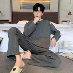 pluss suurus 5XL 6XL triibuga Vaba aeg Meeste pidžaama komplekt kevad s&uuml;gispuuvill poistele magamisriided pikkade varrukatega &ouml;&ouml;riided Pidžaama koduriided 120kg saab kanda 3XL