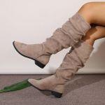 Naiste p&otilde;lvek&otilde;rgused saapad, &uuml;mmarguse varbaga, kunstnahast seemisnahast slouchy saapad Kingad s&uuml;gistalv tursked plokkkontsad, laiad s&auml;&auml;remarjad, pikad naiste saapad 41