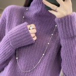 Naiste ka&scaron;miirist sviiter Qinghe ka&scaron;miir 30% ka&scaron;miir 70% vill Naiste s&uuml;gis- ja talvine ka&scaron;miirist pullover pehme ja soe L lilla