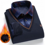 Meeste s&uuml;gis vabaaja pluss sametist paksendatud kaheosaline s&auml;rgikraega kampsun XXXL tumesinine v&auml;rv