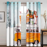 J&otilde;ulukaunistuste kardin 3D multifilm J&otilde;uluvana j&otilde;ulupuu pol&uuml;esterriidest kardin lumememme muster pidulik atmosf&auml;&auml;r W132cm x H160cm&Hook