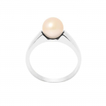 PERLINEA - Bague V&eacute;ritable Perle de Culture d'Eau Douce Ronde 7-8 mm - Colori Rose Naturel - Argent 925 Milli&egrave;mes - Bijou Femme