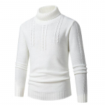 S&uuml;gis- ja talvine Euroopa ja Ameerika meeste kampsun Meeste pullover pikkade varrukatega kootud kampsun, keerdkaelusega Slim Fit M valge