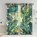 Troopiliste lehtede kardinad elutuppa luksuslik suvine palmipuu banaanilehe aken paks kardin k&otilde;rge varjutus uus muster 2 tk W55 X H120cm X 2&HOOK