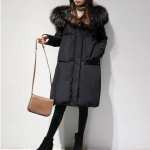 Talvise kapuutsiga kunstlik naiste soe krae mantel, paks lahtine puuvillane karusnahast jope 2XL must