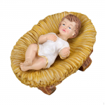 Baby Jesus in Manger Statue Resin Figurine Collectible Crafts Gift Ornament Sculpture for Desktop Square Bed Unclothed