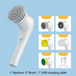 5-&uuml;hes elektriline puhastushari Scrubber 360 p&ouml;&ouml;rlev n&otilde;udepesuhari vannitoak&ouml;&ouml;gi jaoks kodupuhastust&ouml;&ouml;riist pesujalats USB laadimine