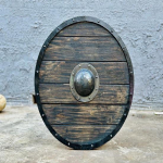 Vikingi puidust kilp, keskaegne LARPi rollim&auml;ngukilp, parim Halloweeni kingitus 45.72 cm