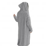 Naiste kampsun jakk taskutega keskmise pikkusega kapuutsiga kootud keerutatud tekstuuriga tahke S hall