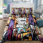 3D-prindiga Grand Theft Auto GTA M&auml;nguri Voodipesukomplekt &Uuml;heinimese Twin T&auml;iskasvanu T&auml;iskasvanu Kuninganna Kuningas Suurusega Voodikomplekt T&auml;iskasvanud Laste Magamistuba EU Single 135x200cm black