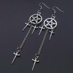 Pentagrammi m&otilde;&otilde;gad K&otilde;rvar&otilde;ngad H&otilde;bedaga kaetud Huggie Hoops Rippuvad n&otilde;iduslikud ehted Pagan Wiccan Tarot gooti Emo Naiste kingitus h&otilde;be