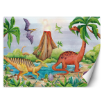 Tapeet Dinosaurused j&auml;rve &auml;&auml;res 100x70 sinine