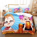 Uued 3D-prindiga anime Lankybox voodipesukomplektid tekikotikomplektiga ja padjap&uuml;&uuml;riga, &uuml;hekohaline, kahekohaline, queen-size, king-size voodipesu, kodutekstiilid EU Twin 135x200cm