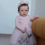 Realistlik 60 cm riidest keha Reborn Toddler Doll Sandie Wear kootud roosa seelik Elutruu vasts&uuml;ndinud nukk Peen k&auml;sitsi maalitud nahaga beebinukud T&otilde;eliselt meeldivad 60cm cloth body