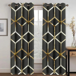 3D Kohandatav Suurus Odav Must Abstraktne Geomeetriline &Otilde;huke Akende Kardinad Elutuppa Magamistuppa K&ouml;&ouml;ki Kontorisse Dekoor 2 T&uuml;kki W50H60(CM)x2PCS&Grommet Top