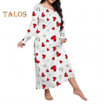 Kevad s&uuml;gisene naiste &ouml;&ouml;s&auml;rk Suures suuruses &uuml;mmargune kaelus liblikas leopard, s&uuml;dametr&uuml;kiga pikkade varrukatega avara puloveriga &ouml;&ouml;s&auml;rk Ema t&uuml;tre &ouml;&ouml;s&auml;rk XXL punane