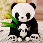 Sichuani Mustvalge Bambuselehe Panda Nukk Ema ja Laps Simulatsioon Punane Panda Riidest Nukk Pehmem&auml;nguasi Kingitus T&uuml;drukule 25cm white