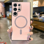 Moodne s&auml;delev matt magnetiline telefonikate Samsung Galaxy S25 S24 Ultra S23 S22 jaoks, Magsafe'ile, &otilde;huke, p&otilde;rutuskindel pehme TPU l&auml;&auml;sekaitsega p&otilde;rkeraam Samsung S25 must