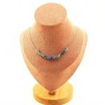 Pierres et Min&eacute;raux. Collier 10 perles Cyanite bleu du Br&eacute;sil. Chaine en acier inoxydable Collier femmes, hommes. Taille personnali