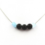 Collier - A Bijoux - Onyx noir mat 8 mm - Aigue-Marine - Acier inoxydable - Longueur au choix
