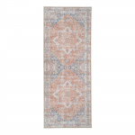 Tapis d'entr&eacute;e vintage 80x200 cm en polyester orange et bleu - FAGUO