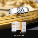 Banyan Tree S925 H&otilde;bedast Moissaniidiga Meeste Avatud S&otilde;rmus - Klassikaline Nelja K&uuml;&uuml;nisega Disain 1 carat, M029, Adjustable opening