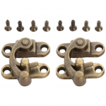 2 TK Vintage Hook Hasp, antiikne pronkskarbi riiv, v&auml;ike sarvlukuga lukk puidust ehtekarbi kinkeveinikarbi jaoks, kruvidega Left antiikne pronksiv&auml;rv