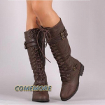 K&otilde;rged Naiste Saapad S&uuml;gis Naiste Kingad Talvised Paelkinnitusega Vintage Lamedad Kingad Seksikad Steampunk Nahast Retro Pandlaga Naiste Lumesaapad 37 pruun