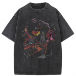 Meeste T-s&auml;rk, must allikas Vintage Washed Harajuku t&auml;navar&otilde;ivad, Suured hiphopi top-T-s&auml;rgid Meeste T-s&auml;rk Rebitud Graafilise Prindiga S must
