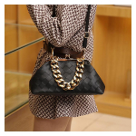 Nahast kootud kott paksu ketiga k&auml;epidemega Pelmeenikott Uue disainiga Crossbody kott luksuslikele naistele peokott Cluth kotid