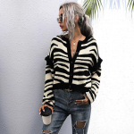 Casual Trend Mitmek&uuml;lgne S&uuml;gis Lazy Wind Sebra Print Kampsun Kootud Kampsun L&uuml;hike Jope Naiste S