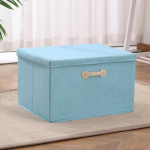 Kaasaskantav puuvillane ja linane kaanega hoiukast riiete ja m&auml;nguasjade jaoks, kokkupandav kapikorder Large 40x30x25 cm