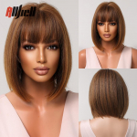 S&uuml;nteetiline Bob Hair Parukas Bangsiga Ombre Platinum Blonde Cosplay Parukas naistele L&uuml;hike kuumakindel naiste igap&auml;evane Lolita laineline parukas Wig LC2071-2