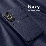 Hauwei NOVA 11 Case Luksusliku magnetilise autohoidiku nahast telefoni&uuml;mbrisele Huawei Nova 11 Pro 11Pro Nova11Pro silikoonist tagakaas For NOVA 11 tumesinine