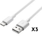 USB-C kaabel Huawei P40 - P40 LITE - P40 LITE 5G - P40 PRO jaoks - USB-C t&uuml;&uuml;pi laadija kaabel Valge 1 Meeter [KOMPLEKT 3] Phonillico&reg;
