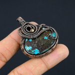 Tibetan Turquoise Handmade Copper Wire Wrap Jewelry Pendant 2.01 b5s51