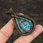 Copper Larimar Handmade Copper Wire Wrap Jewelry Pendant 2.4 s7d53