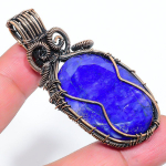 Sapphire(Simulated) Gemstone Copper Wire Wrap Pendant 2.44 n3f14