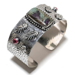 Ruby in Fuchsite, Rubillite Ethnic 925 Silver Cuff Bangle Adj. W3p75