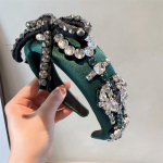Rhinestone Teemant Peapaelad Naistele T&uuml;drukutele Ehetega Roheline Juukser&otilde;ngas Paks Polsterdatud Kristall Juukseriba Juukseehted Kingitus gray