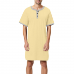 Meeste &uuml;hev&auml;rviline puuvillane l&uuml;hikeste varrukatega pidžaama n&ouml;&ouml;bitava kraega pikk l&otilde;dva l&otilde;ikega pidžaama koduriietus XL kollane