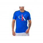 Calvin Klein Kirjaliku Logotr&uuml;kiga Mugav Lihtne &Uuml;mmarguse Kaelusega L&uuml;hikeste Varrukatega T-s&auml;rk Meeste T-s&auml;rgid Kuninglik-Sinine NM1903-401 M