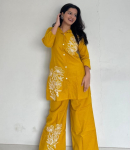 India Naiste Disainer Kurta P&uuml;kside Komplekt Bollywood &Uuml;laosa Tuunika Kurti Puuvillane Kleit M kollane