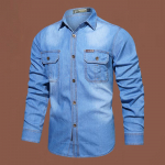 Suur Suurus 5XL Kevadine Pikkade Varrukatega L&otilde;tv Denim S&auml;rk Meestele Puuvillane S&auml;rk Meeste S&uuml;gisene Mood Vabaaja &Uuml;ler&otilde;ivad S&auml;rgid XXXXXL helesinine v&auml;rv