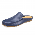 Suvised slip-on pooljalatsid meestele Nahast sussid Vabaaja muulad Hingavad mugavad looferid mokassiinid valge Must sinine 38 sinine